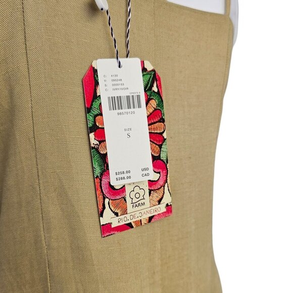 Farm Rio x Anthropologie Embroidered Linen Blend Dress, Embroidered, Beaded, S - Picture 7 of 11